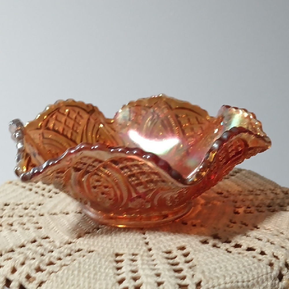 Antique Iridescent Marigold Glass Bowl By Imperial Glass Early 1900's